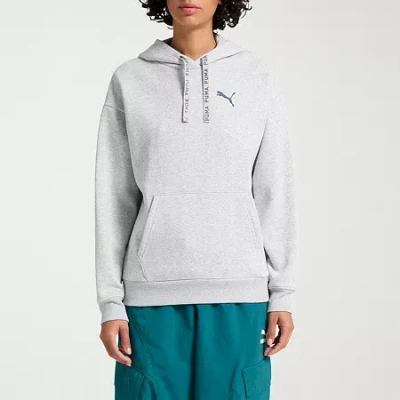 Puma Womens All Dressed Up Fleece Hoodie In Gray