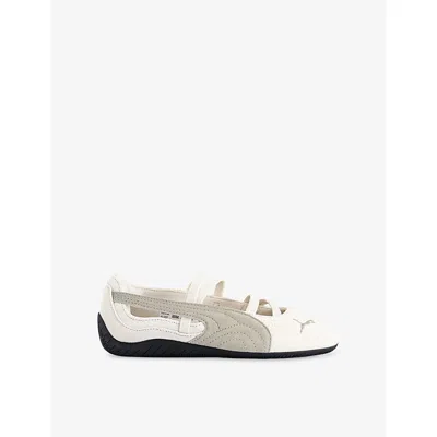 Puma Womens Alpine Snow  Black Speedcat Ballet Leather Trainers Eur 40.5 / 7.5 Uk In White