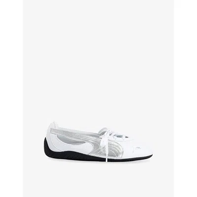 Puma Womens Ballet Nova Leather Trainers White Silver Eur 38/5 Uk