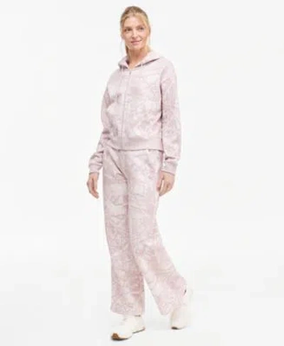 Puma Womens Camo Print Zip Front Hoodie Sweatpants In Pink