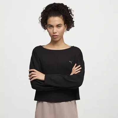 Puma Womens Crew Neck Long Sleeve Active T-shirt In Black