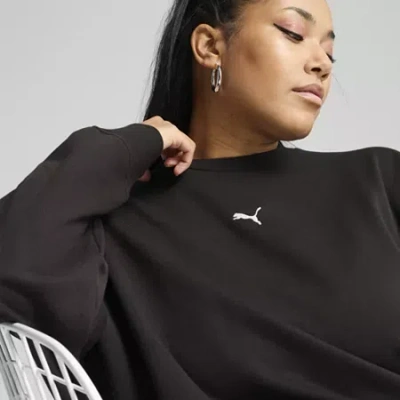 Puma Womens Crew Neck Long Sleeve Sweatshirt In Black