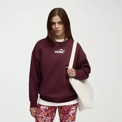Puma Womens Crew Neck Long Sleeve Sweatshirt In Red