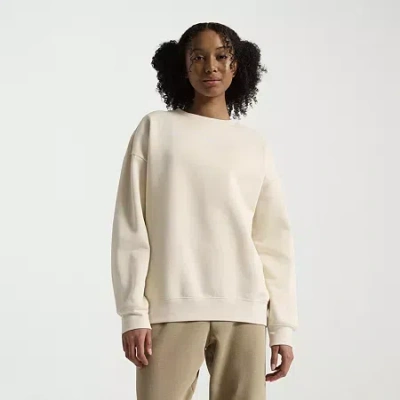 Puma Womens Crew Neck Long Sleeve Sweatshirt In Sand