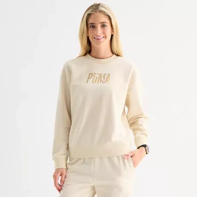 Puma Womens Crew Neck Long Sleeve Sweatshirt In Sand
