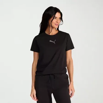 Puma Womens Crew Neck Short Sleeve Active T-shirt In Black