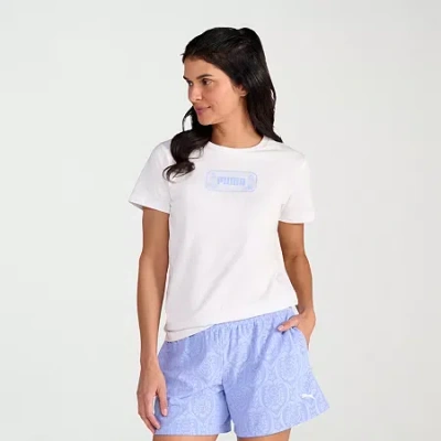 Puma Womens Crew Neck Short Sleeve Active T-shirt In White