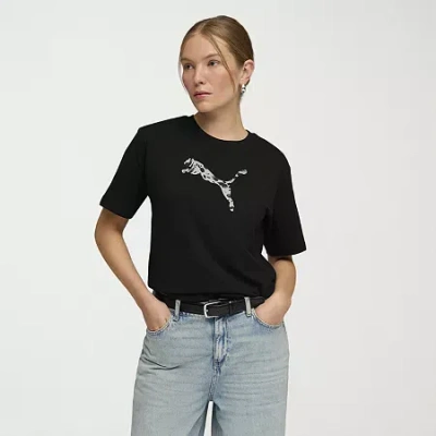 Puma Womens Crew Neck Short Sleeve Active T-shirt In Black