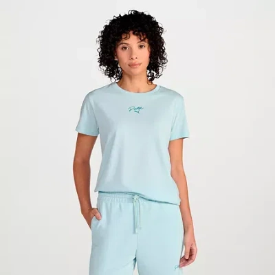 Puma Womens Crew Neck Short Sleeve Active T-shirt In Blue