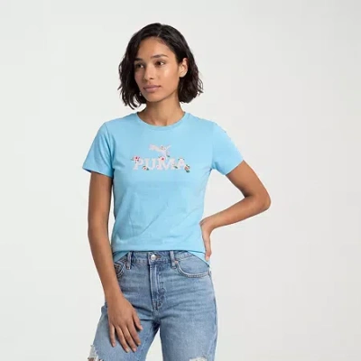 Puma Womens Crew Neck Short Sleeve Regular Fit Graphic T-shirt In Blue