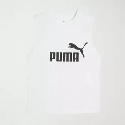 Puma Womens Crew Neck Sleeveless Active Tank Top In White