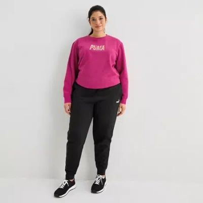 Puma Womens Essential Fleece Jogger Sweatpant Plus In Black