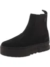 Puma Womens Faux Leather Pull On Chelsea Boots In Black