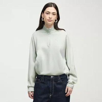 Puma Womens High Neck Long Sleeve Pullover Sweater In Green