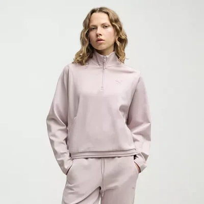 Puma Womens High Neck Long Sleeve Pullover Sweater In Pink