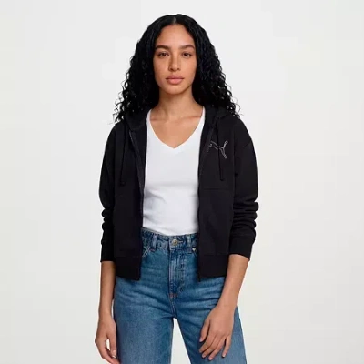 Puma Womens Long Sleeve Zipper Active Hoodie In Black