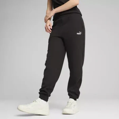 Puma Womens Mid Rise Cuffed Jogger Sweatpants In Black