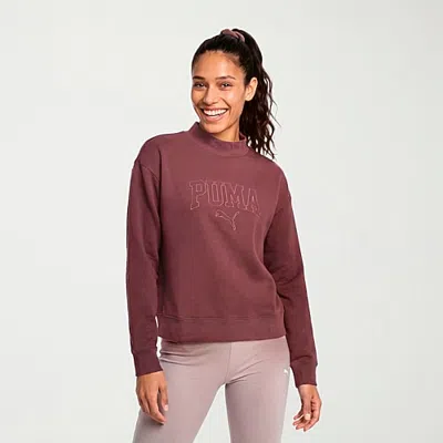 Puma Womens Mock Neck Long Sleeve Sweatshirt In Brown