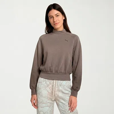 Puma Womens Mock Neck Long Sleeve Sweatshirt In Gray
