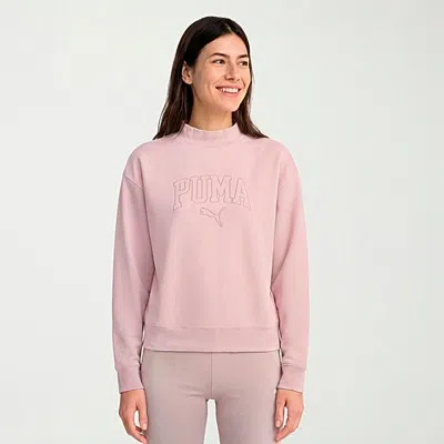 Puma Womens Mock Neck Long Sleeve Sweatshirt In Pink