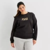 Puma Womens Plus Crew Neck Long Sleeve Sweatshirt In Black