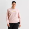 Puma Womens Plus Crew Neck Long Sleeve Sweatshirt In Pink