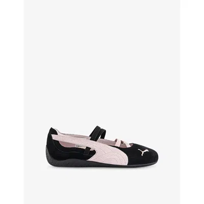 PUMA WOMENS PUMA BLACK MAUVE MIST SPEEDCAT BALLET SUEDE LOW-TOP TRAINERS