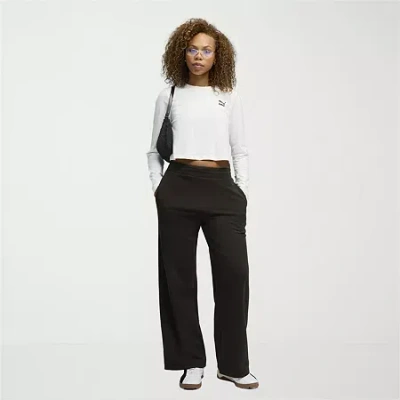 Puma Womens Wide Leg High Rise Sweatpant In Black