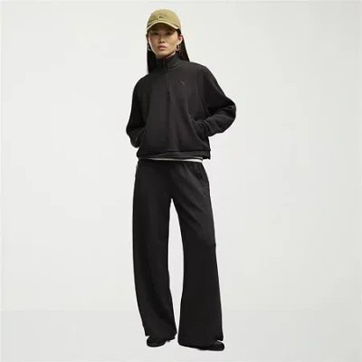 Puma Womens Wide Leg Regular Fit Sweatpant In Black