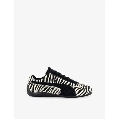 PUMA WOMENS SPEEDCAT OG SUEDE LOW-TOP TRAINERS ZEBRA PONY WARM WHITE PU