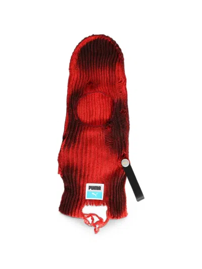 Puma X A$ap Rocky Distressed-effect Ribbed Balaclava In Red