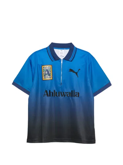 Puma X Ahluwalia Zip-up Polo Shirt In Blue