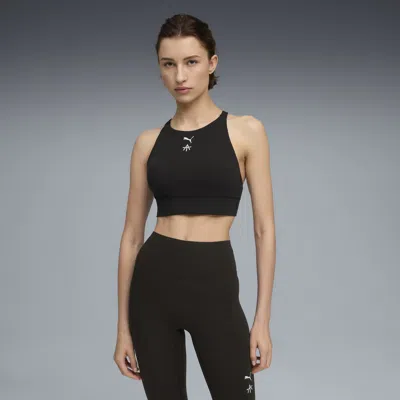 Puma X Alex Toussaint Shapeluxe Women's Moisture Wicking, Mid Impact Sports Bra In Black