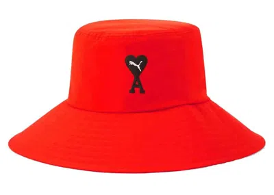 Pre-owned Puma X Ami Bucket Hat In Orange