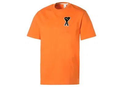 Pre-owned Puma X Ami Graphic Tee Shirt In Jaffa Orange