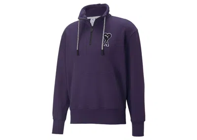 Pre-owned Puma X Ami Half Zip Sweatshirt In Deep Plum