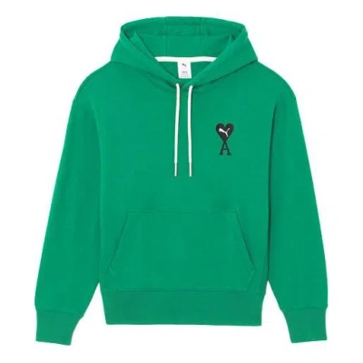 Puma X Ami Hoodie 'green' In Gray
