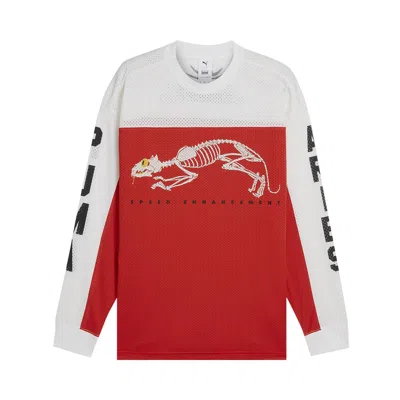 Pre-owned Puma X Aries Mesh Long-sleeve Tee 'red' | Men's Size S