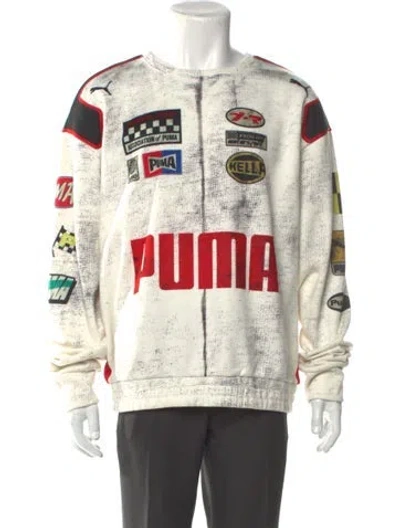 Pre-owned Puma X Asap Rocky Graphic Print Crew Neck Sweatshirt In White