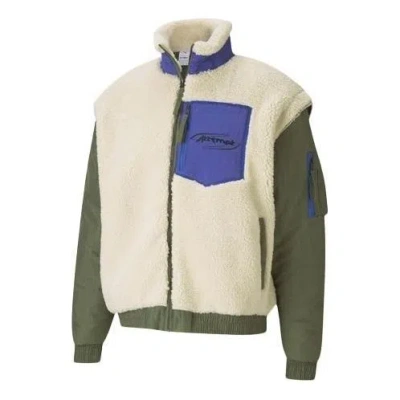 Puma X Attempt Sherpa Fleece Jacket 'beige Green Blue' In Multi