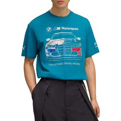 Puma X Bmw M Motorsport Cotton Graphic T-shirt In Blue