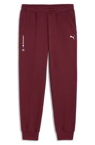 Puma X Bmw M Motorsport Essentials Graphic Sweatpants In Burgundy
