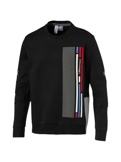 Puma Bmw Motorsport Contrasting Colors Sports Pullover Round Neck Black