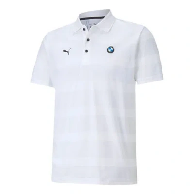 Puma X Bmw Motorsport Striped Short Sleeve Polo Shirt 'white Black'