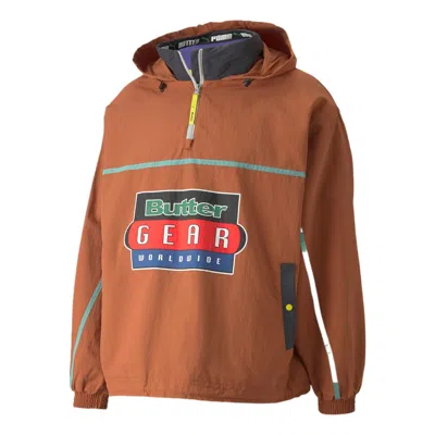 Puma X Butter Goods Lightweight Pop Over Top Half Zip Hoodie 'brown'
