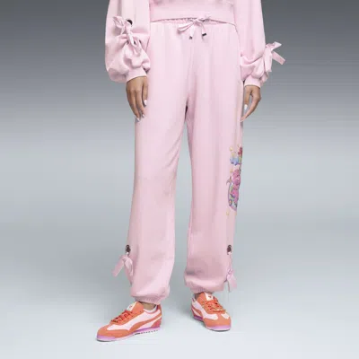 Puma X Care Bears X Sesame Street Women's Relaxed Fleece Pants In Pink
