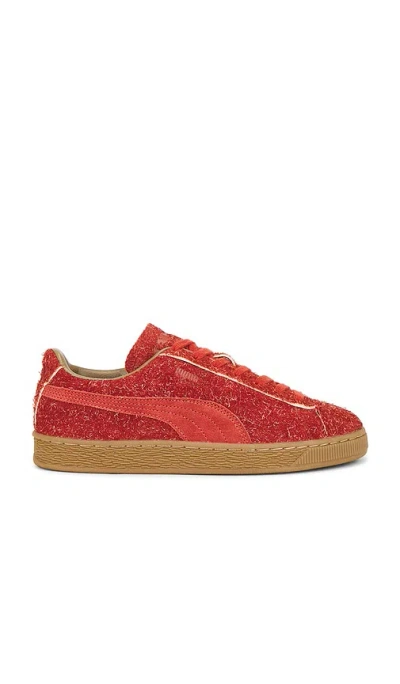 Puma X Danielle Cathari Suede Fuzzy Sneaker In Red