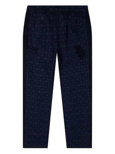 Puma X Dapper Dan Monogram-patterned Drawstring Trousers In Blue