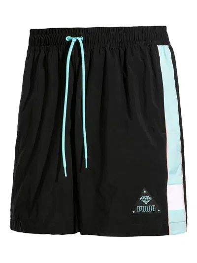Puma X Diamond Side-stripe Track Shorts In Black