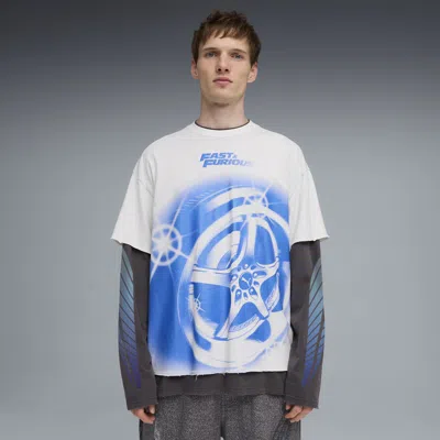 Puma X Fast & Furious Men's Long Sleeve Layered T-shirt In White